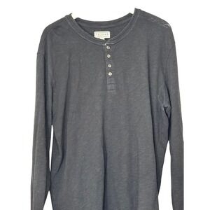 Tecovas Mens Long Sleeve Henley Shirt Charcoal Gray Slub Knit TECMFW22K40 L